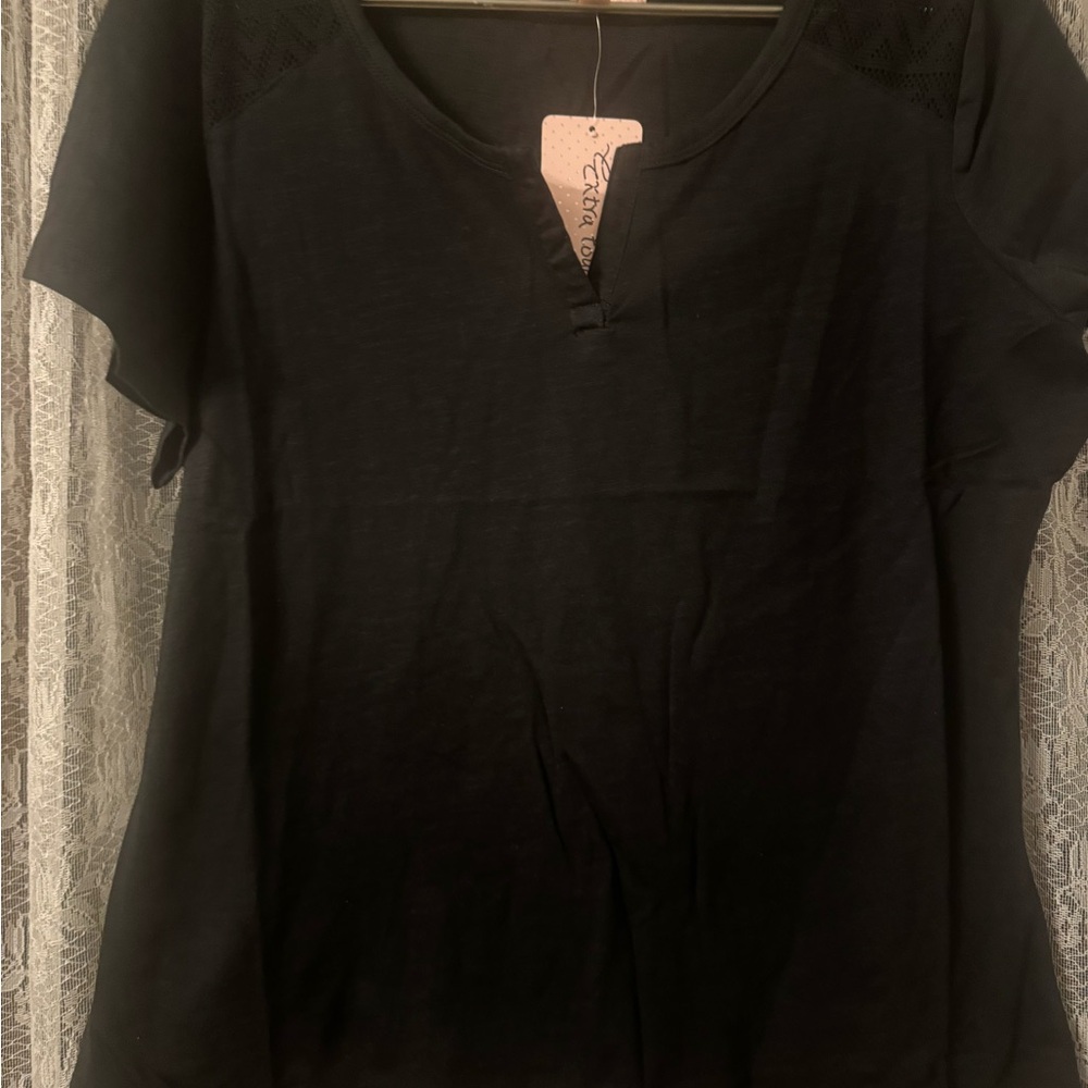 Extra Touch Brand, 100% Cotton, Black Tee Shirt, 2x NWT
